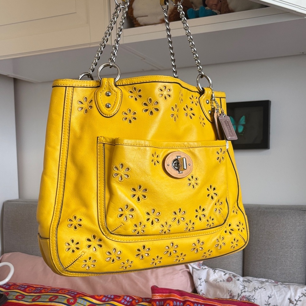 Coach Poppy Limited Edition Eyelet Medium Chain Tote